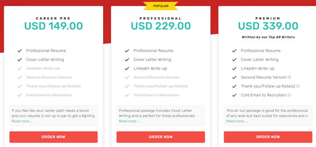 Resumeble pricing